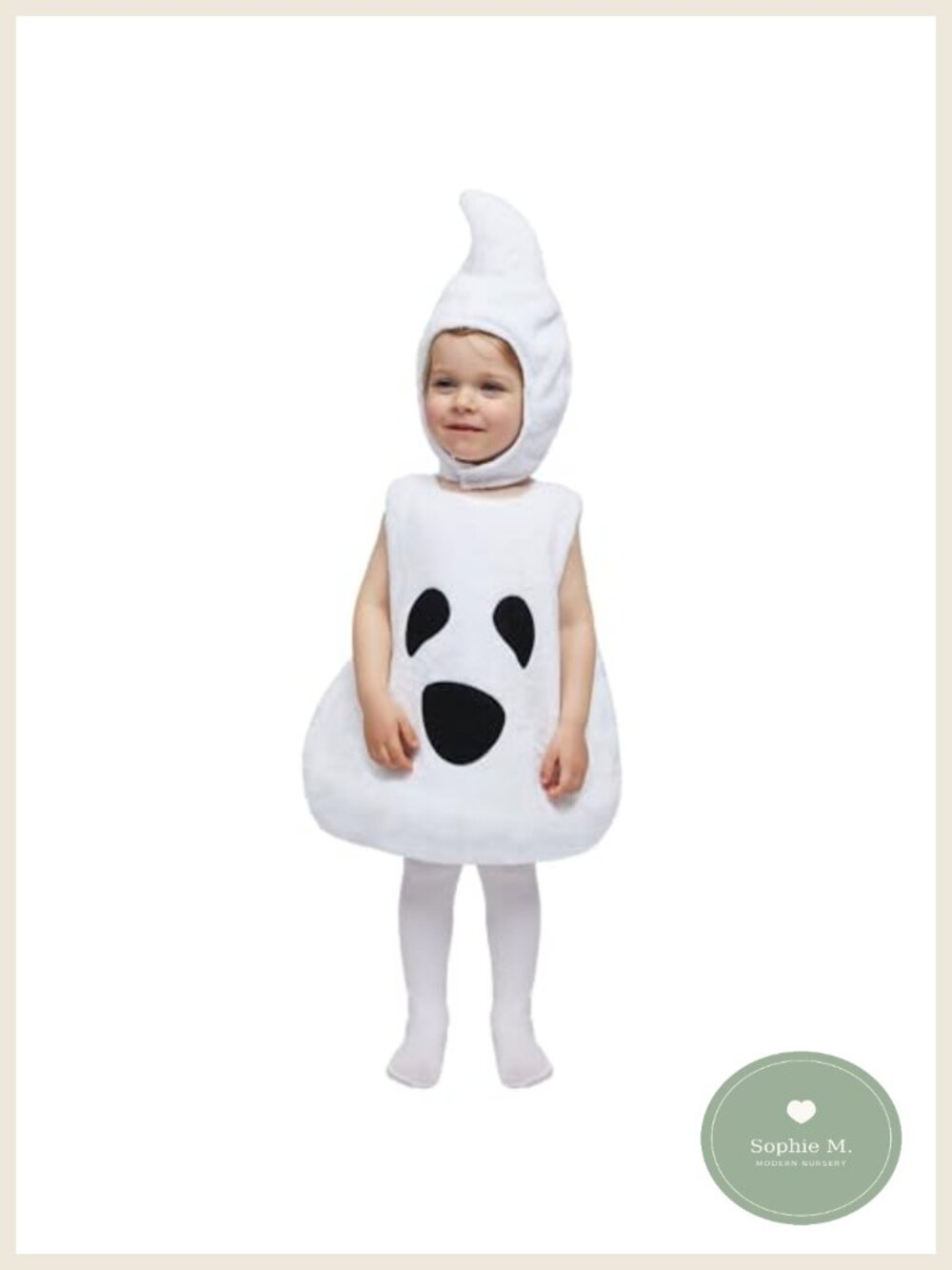 Plush Ghost Halloween Costume for Toddlers Kids with Hood, Soft Polyester Dress